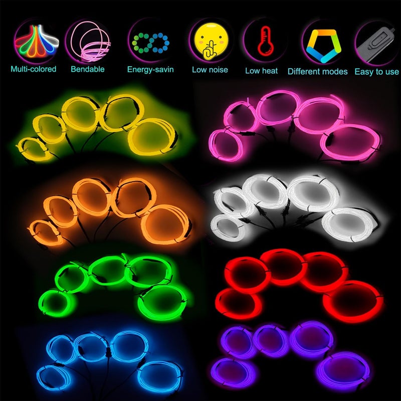TiTiToo 8 pasks 5-in-1 Meter El Wire,Illuminated Decorative Wire, Suitable for Birthday Parties, Thanksgiving, and Other Occasions - Image 2